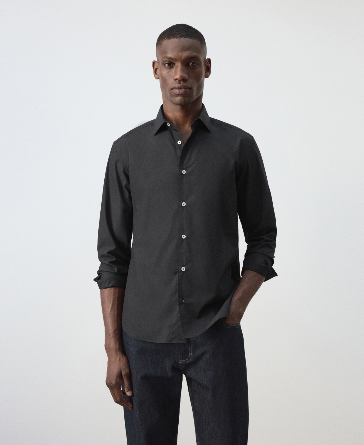 Mango Men's Long-Sleeve Button-Down Cotton Shirt
