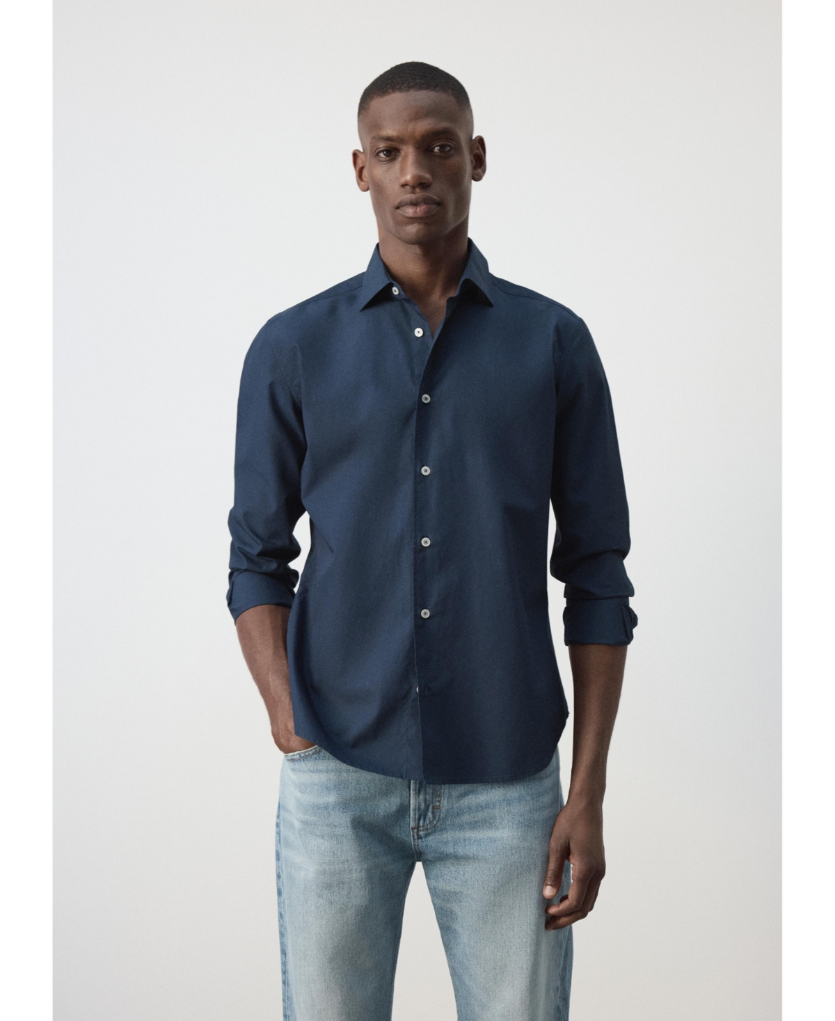 Mango Men's Long-Sleeve Button-Down Cotton Shirt