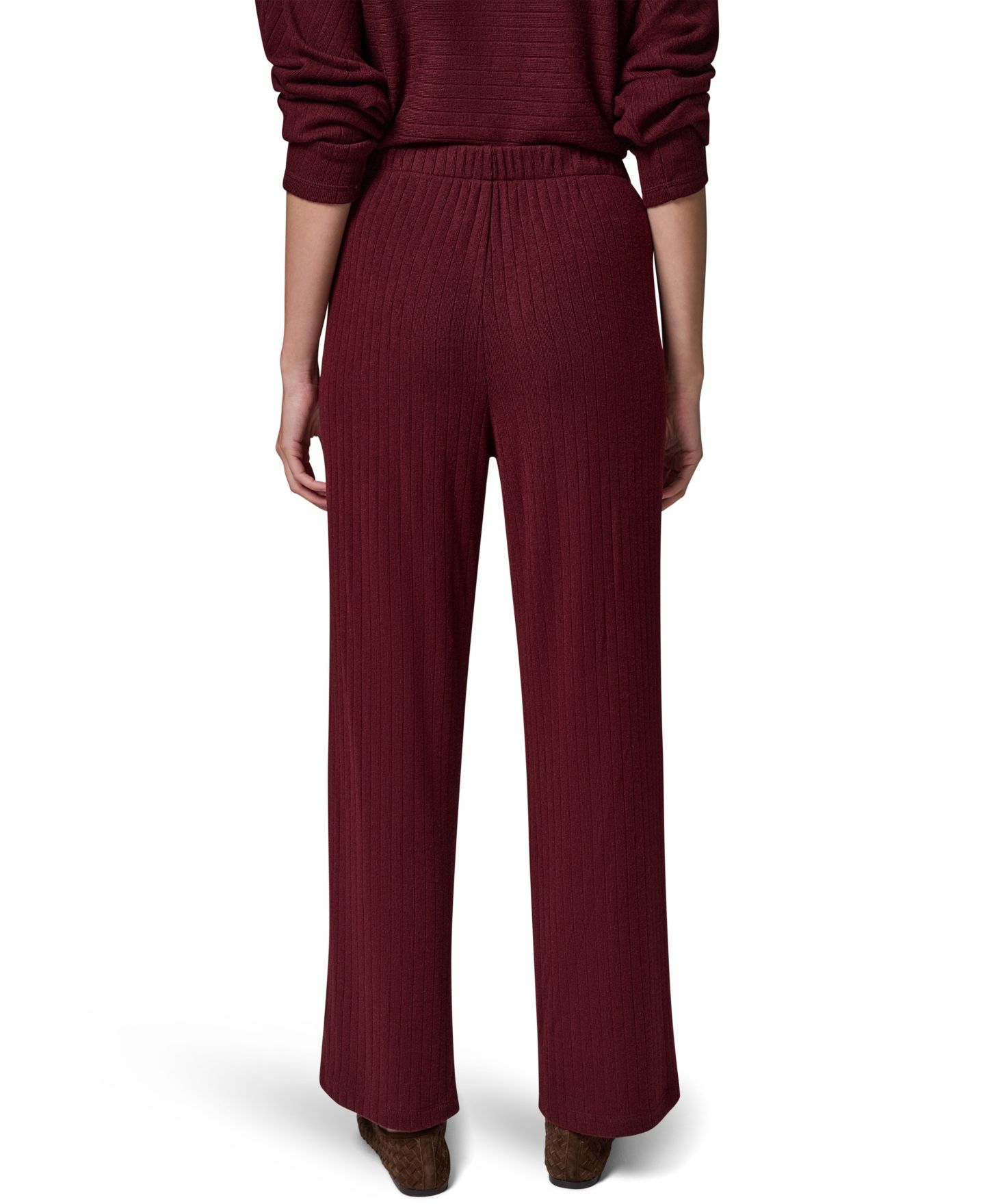 Женские брюки Donna Karan Weekend Brushed-Rib High-Waist Wide-Leg, цвет: Чёрный вишнёвый — фото 6