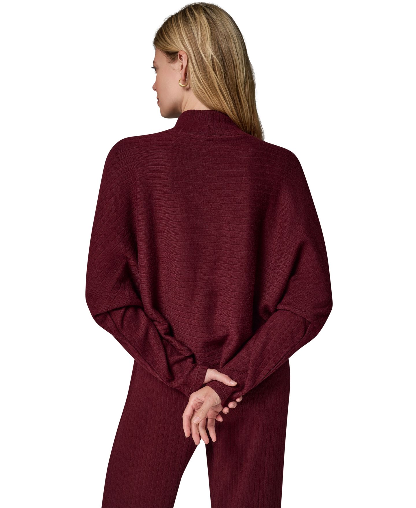 Женский свитер Donna Karan Weekend Brushed-Rib Dolman-Sleeve Mock Neck Pullover Top, цвет: Чёрный вишнёвый — фото 8