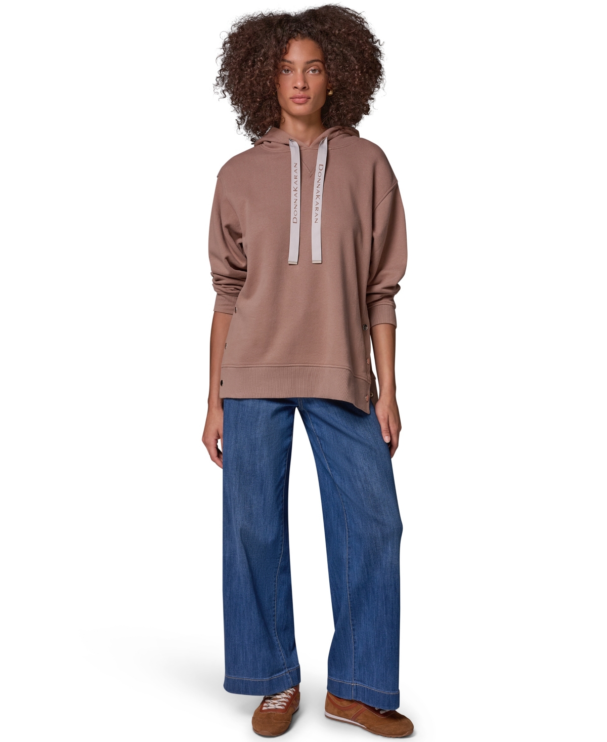 Donna Karan Weekend Women's French-Terry Long-Sleeve Side-Snap Hoodie