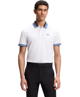 Men's Stretch Striped-Trim Polo Shirt