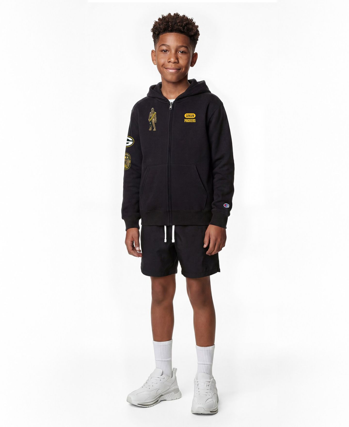Детское худи Champion Black Green Bay Packers Disney X Champion Full-Zip — фото 4