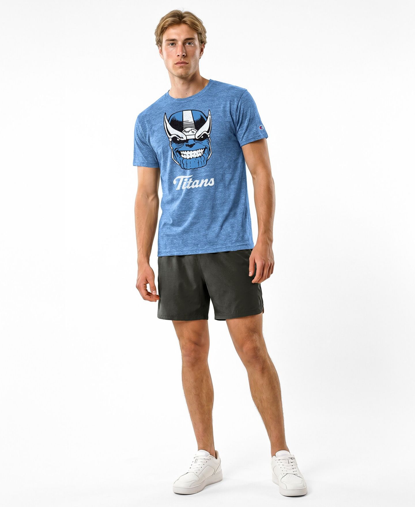 Мужская футболка Champion Light Blue Tennessee Titans Disney X Champion Tri-Blend — фото 3