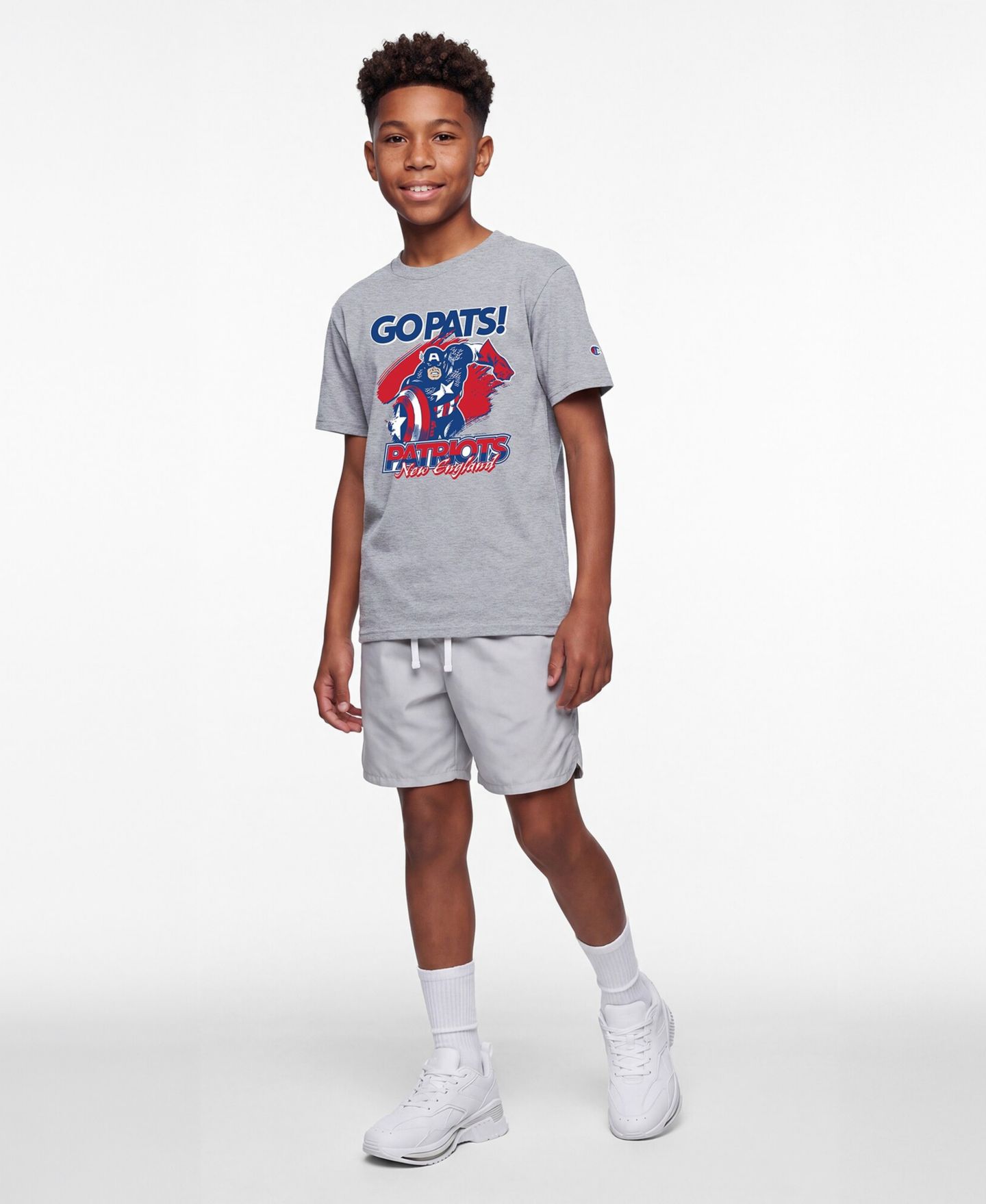 Детская футболка Champion Heather Gray New England Patriots Disney X Champion — фото 4