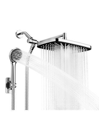 Rain Shower Head 5 Modes Handheld Extension Arm Anti-clog Nozzles