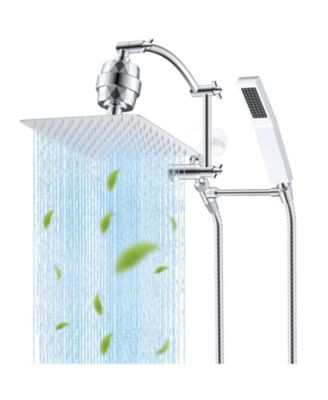 10'' Filtered Rainfall Shower Head Handheld Wand Extension Arm Hose Holder with Filter