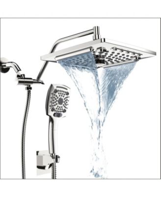 10" Rainfall Shower Head System Handheld Dual Showerhead 5 Modes Adjustable Arm With Filter