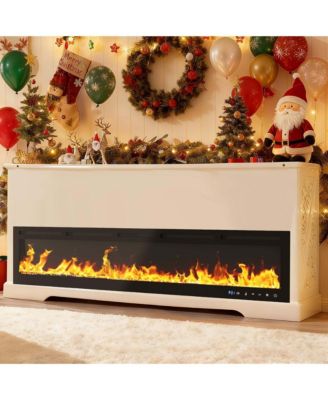 88Inch Smart Recessed Electric Fireplace WiFi Touch Screen Control Dual Heat 750W 1500W Adjustable Color Flame Timer