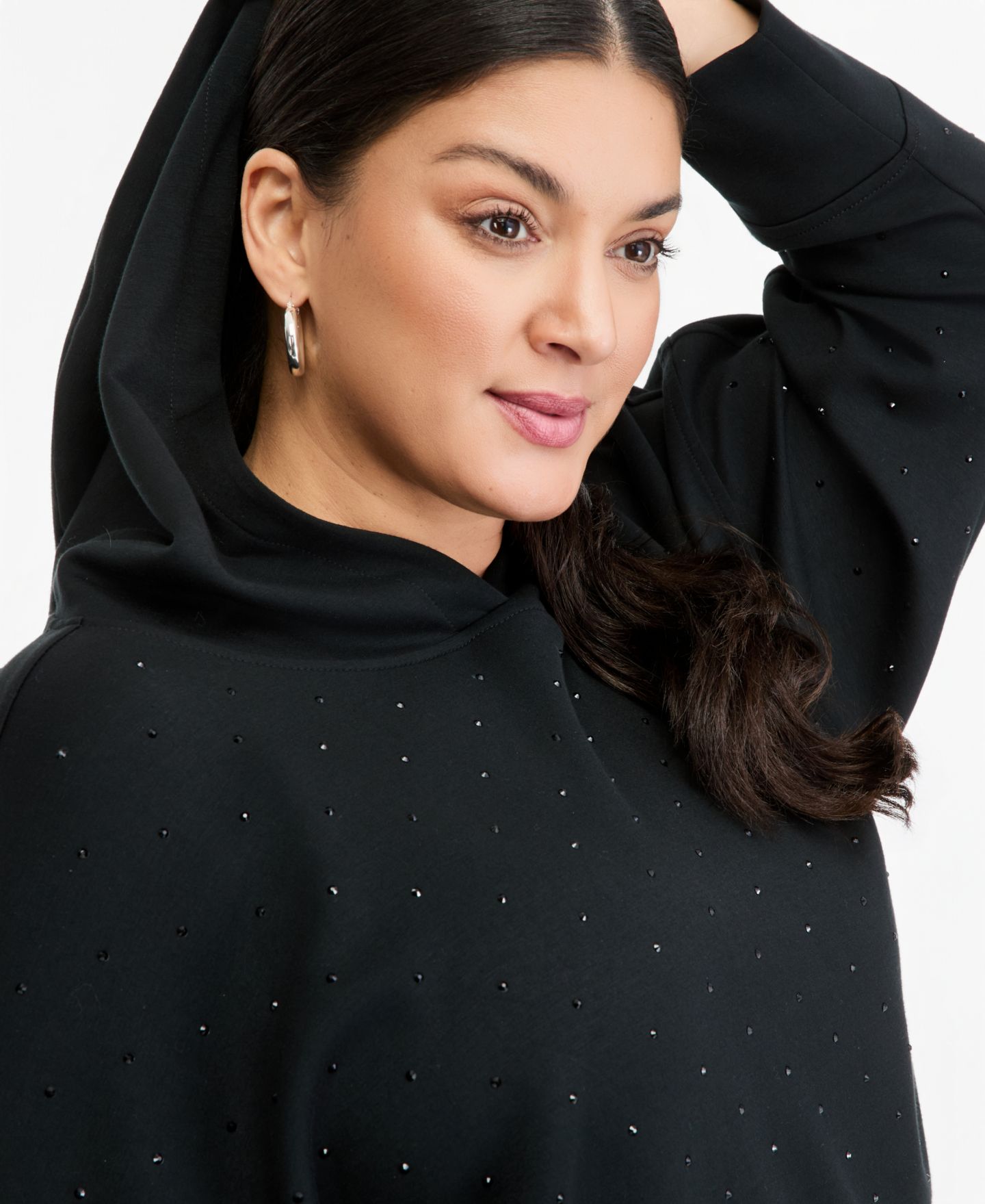 Женское худи I.N.C. International Concepts Plus Size Studded Pullover, цвет: Глубокий чёрный — фото 3