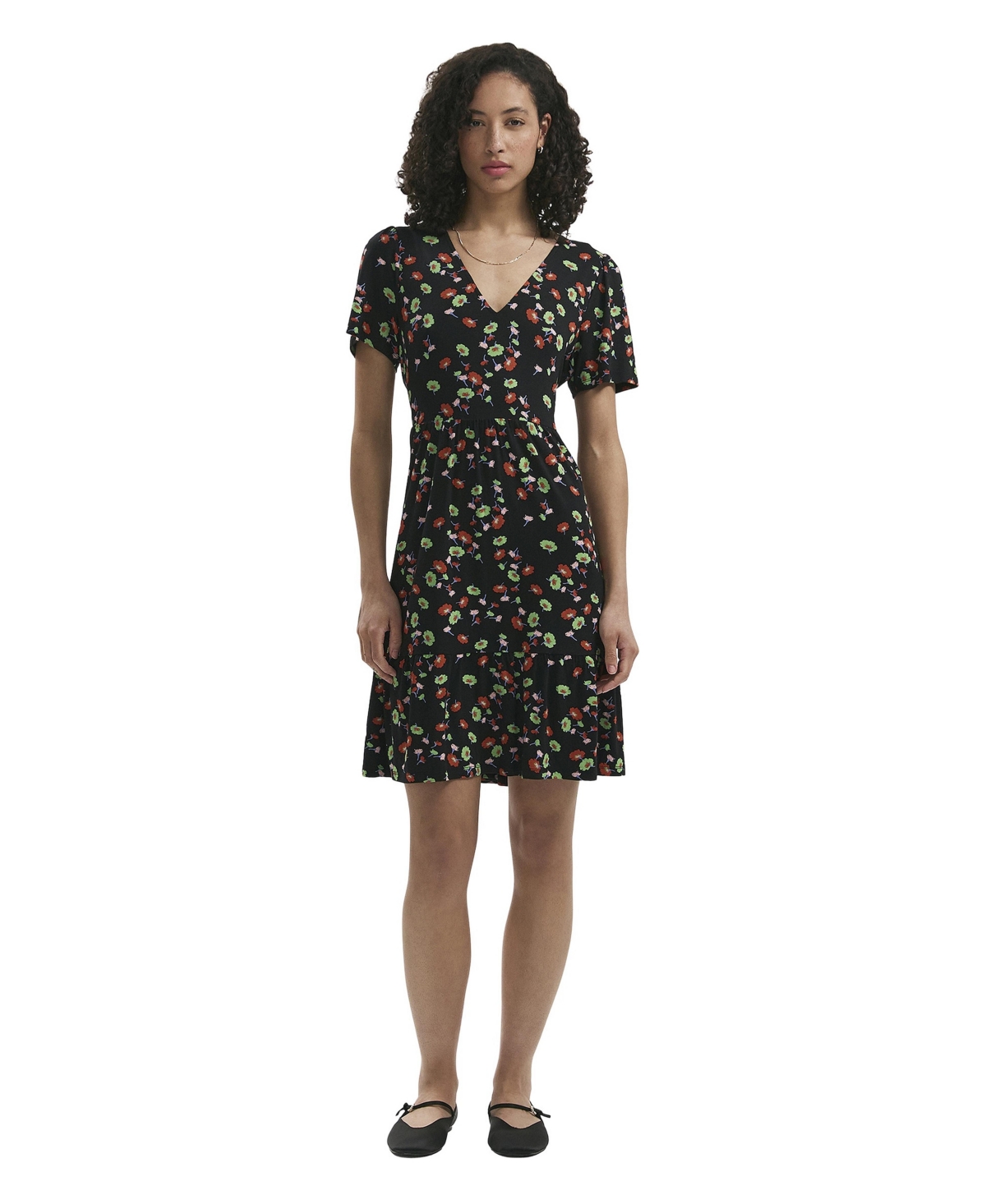 Finery London Women's Misha Floral-Print Tiered Short-Sleeve Dress