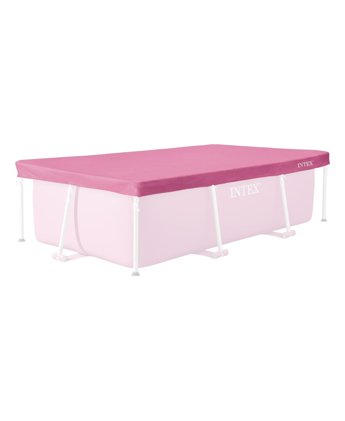 Intex 7.2ft x 4.9ft Rectangular Outdoor Backyard Swimming Pool Cover, Pink