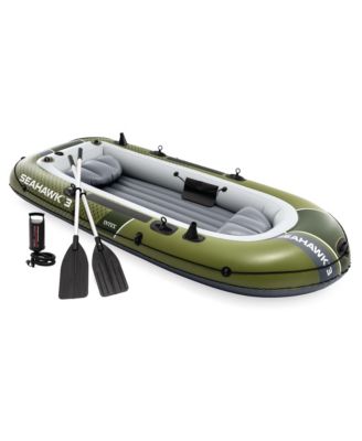 66333EP Seahawk 3 Inflatable Boat Set with 54" Oars, Pump, and Rod Holders
