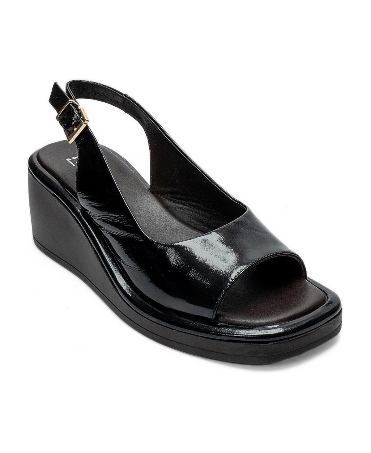 Forever and Always Shoes Women's Orlena Leather Platform Wedge Sandal - Black
