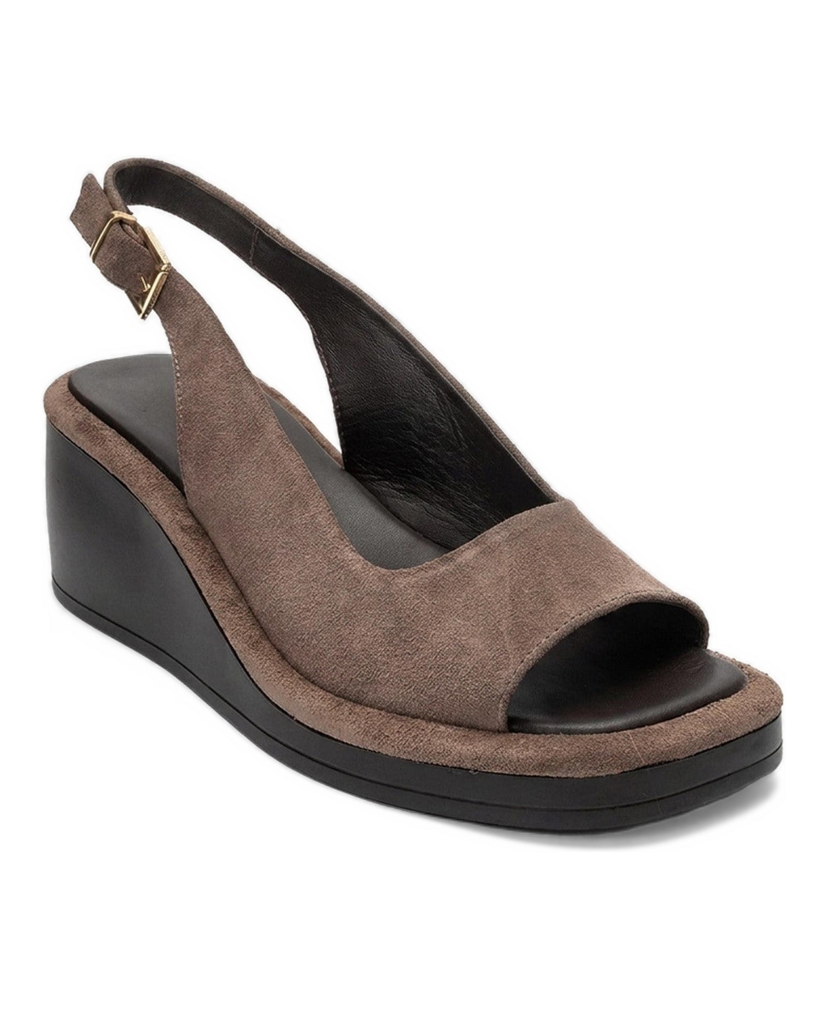 Forever and Always Shoes Women's Orlena Leather Platform Wedge Sandal - Mink suede