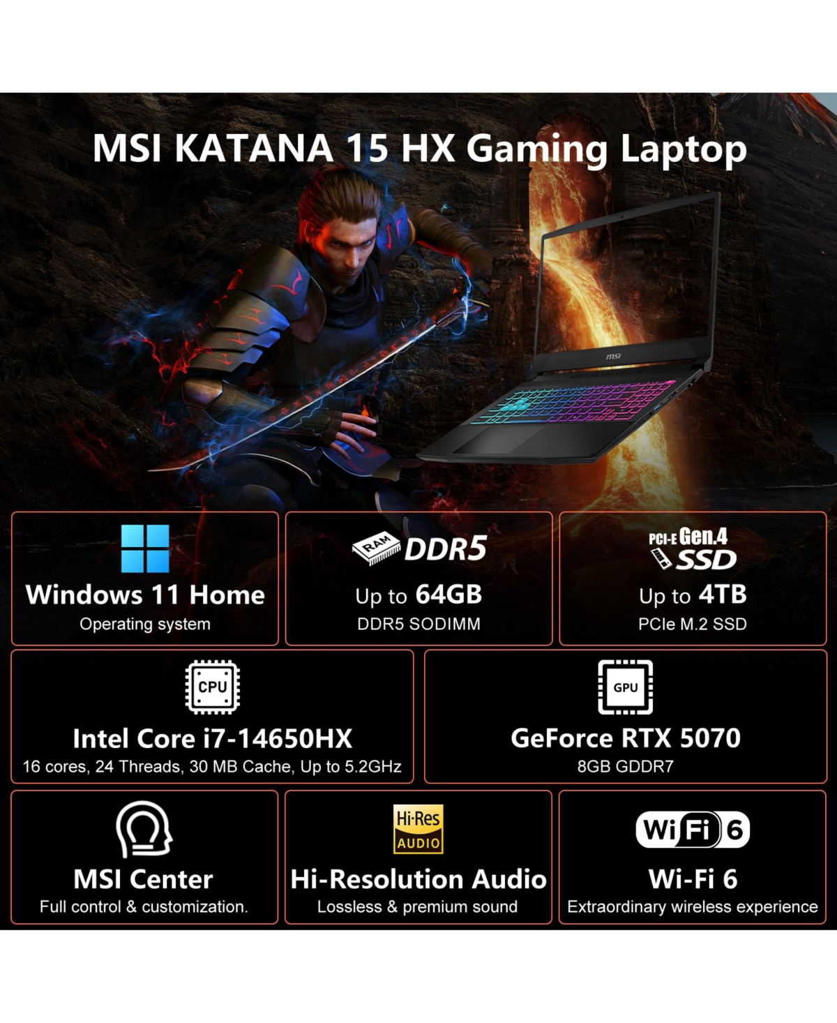 Msi Katana 15 Hx 15.6" Qhd 165Hz Rtx 5070 Laptop