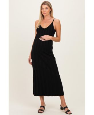 Women's Black Rib Knit Sleeveless Maxi Dress