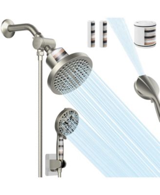 Shower Head Handheld Rain Filter Dual Set Hose