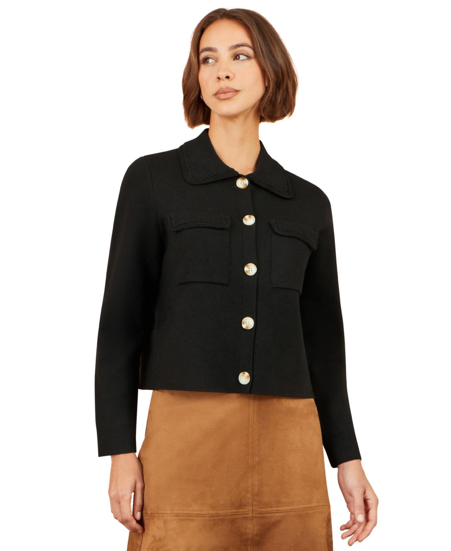 Женская куртка Yumi Knitted Utility Cropped, цвет: Чёрный — фото 1
