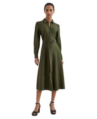 Women's Avelyn Long Sleeve Belted Midi Shirt Dress