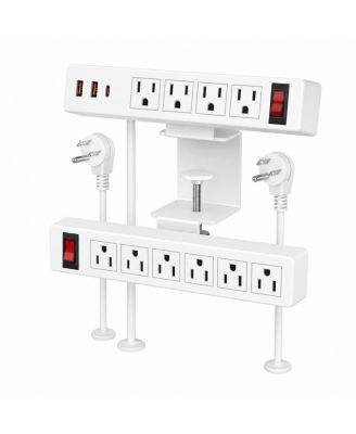 13-in-1 Desk Mount Surge Protector Power Strip with 20W USB-C Fast-Charging for Computers and Accessories