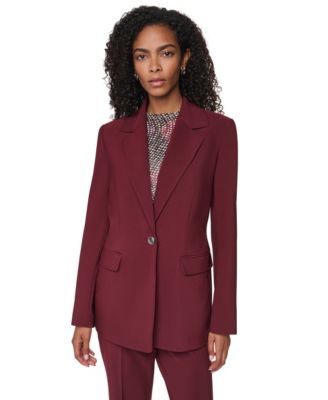 Women's Shoulder-Padded One-Button Notch-Collar Blazer