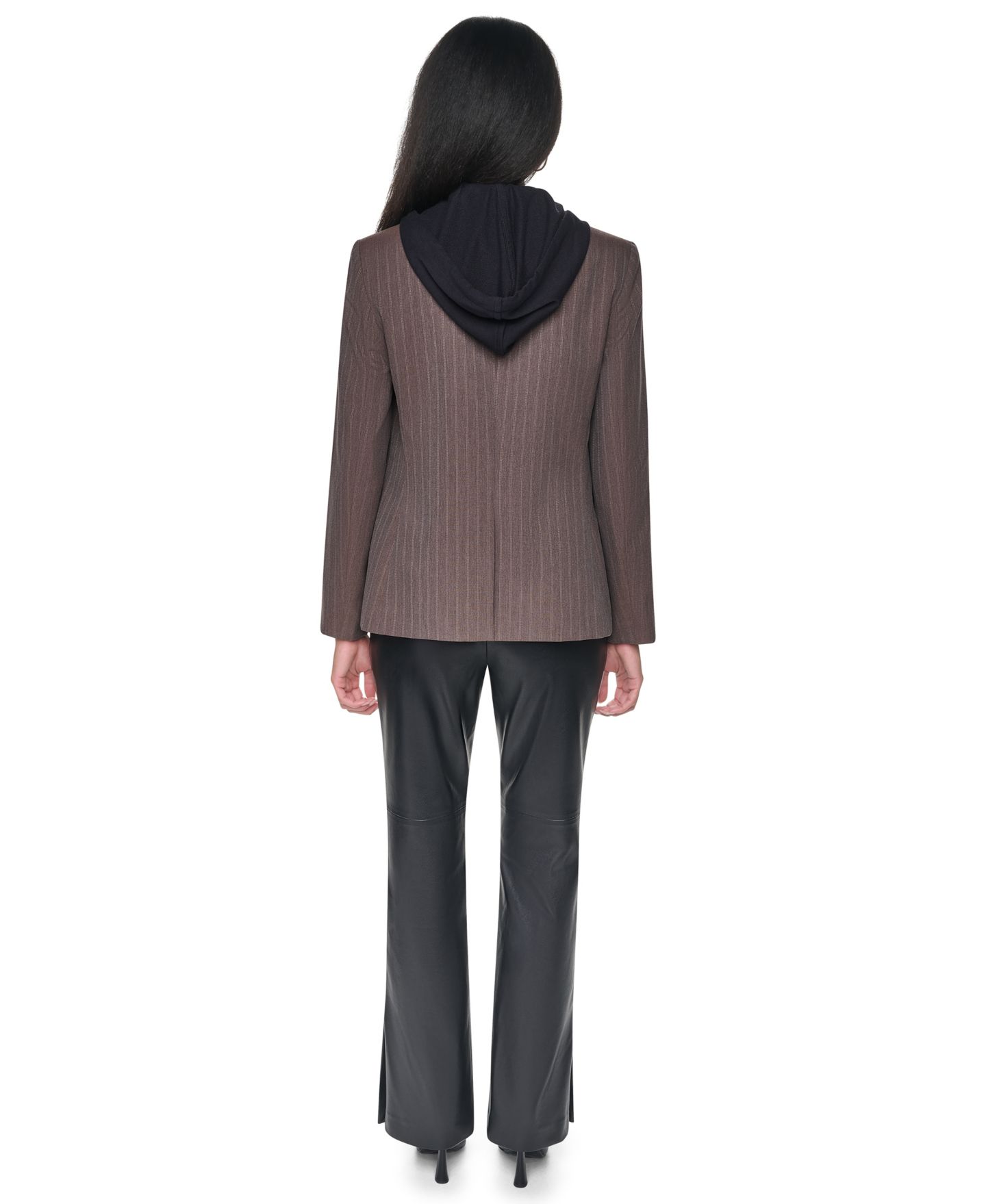 Женский пиджак DKNY Hooded Collarless Blazer, цвет: Меланжевый полосатый — фото 5