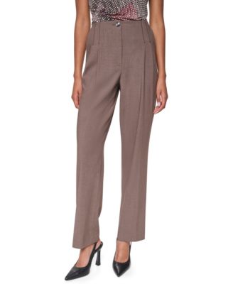 Women's Pleated Straight-Leg High-Waisted Trousers