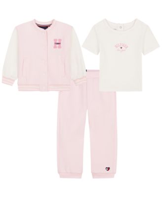 Baby Girls' Fleece Easy-On/Easy-Off Jacket, T-Shirt and Joggers, 3-Piece Set
