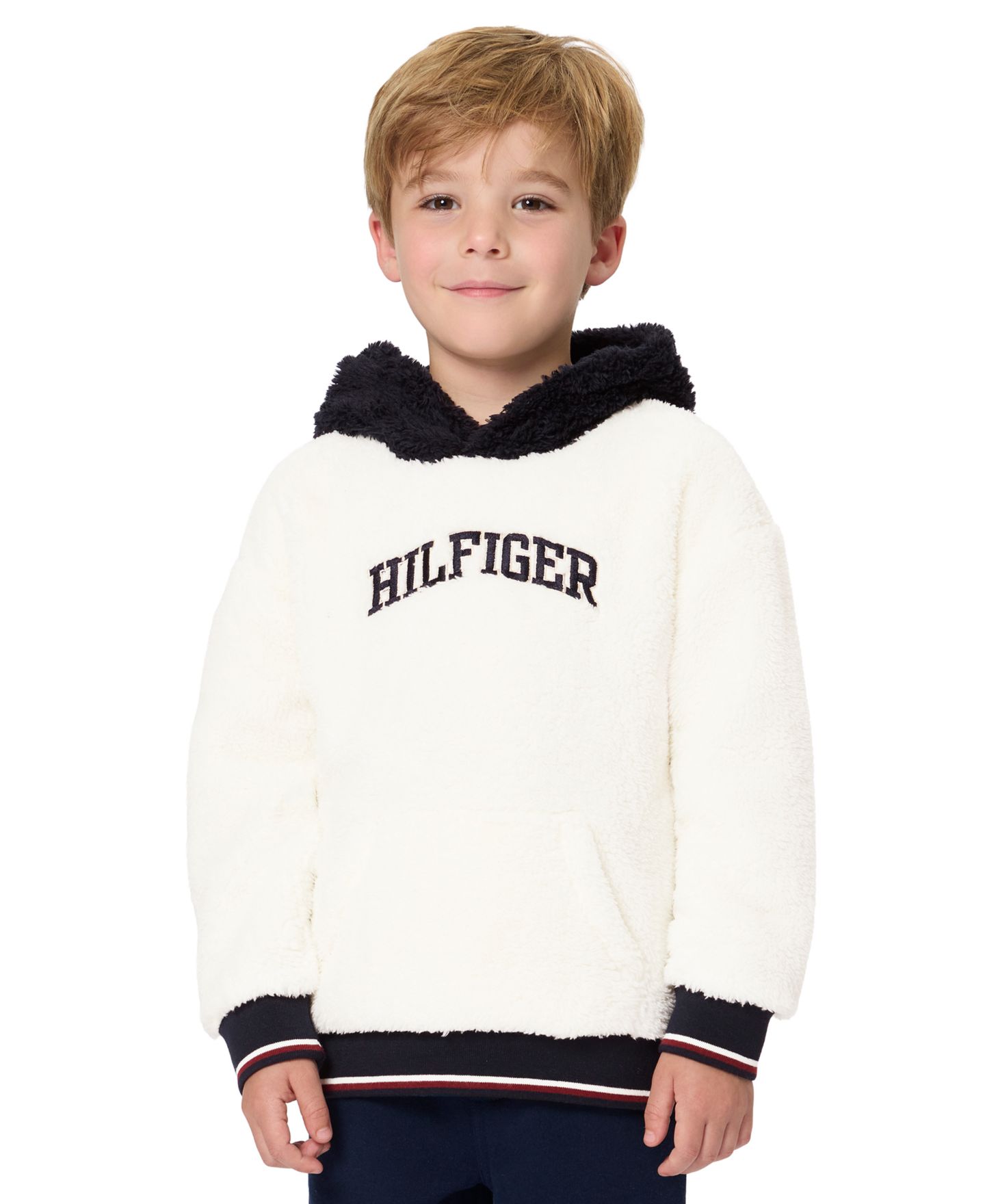 Комплект Tommy Hilfiger Sherpa Hooded Fleece Hoodie and Joggers, 2-Piece Set для мальчиков-малышей, цвет: Ванильный / Тёмно-синий — фото 1