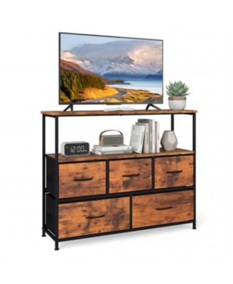 TV Stand Dresser for 45 in TV 5 Fabric Drawer Entertainment Center
