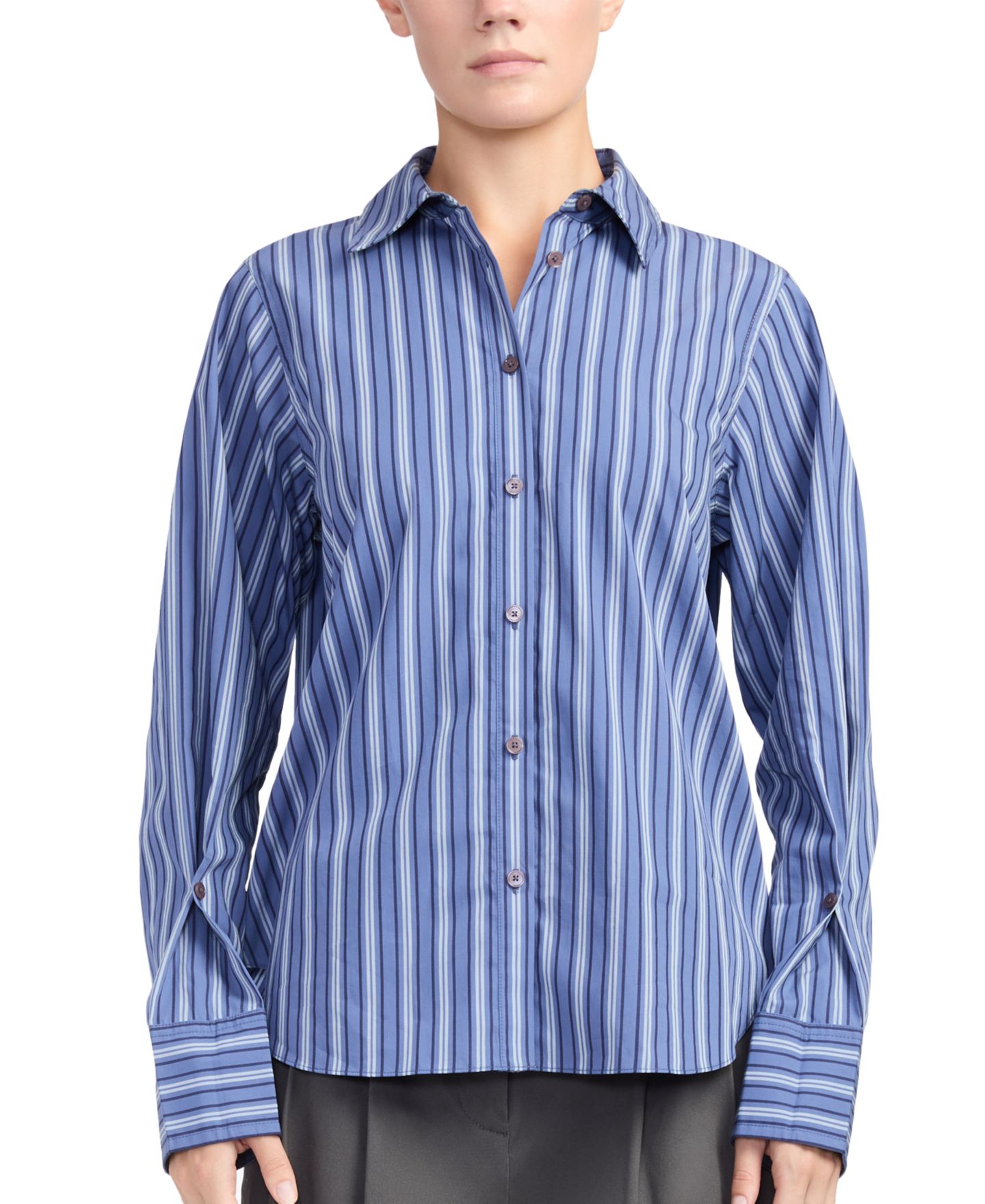 Мужская рубашка Derek Lam 10 Crosby Wesley Striped Relaxed-Fit Button-Down, цвет: Синий полосатый — фото 1