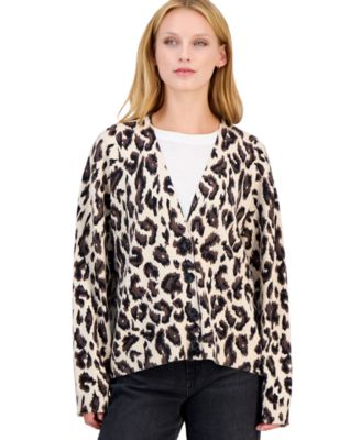 Women's Lailah Oversized Leopard-Print Long-Sleeve Cardigan