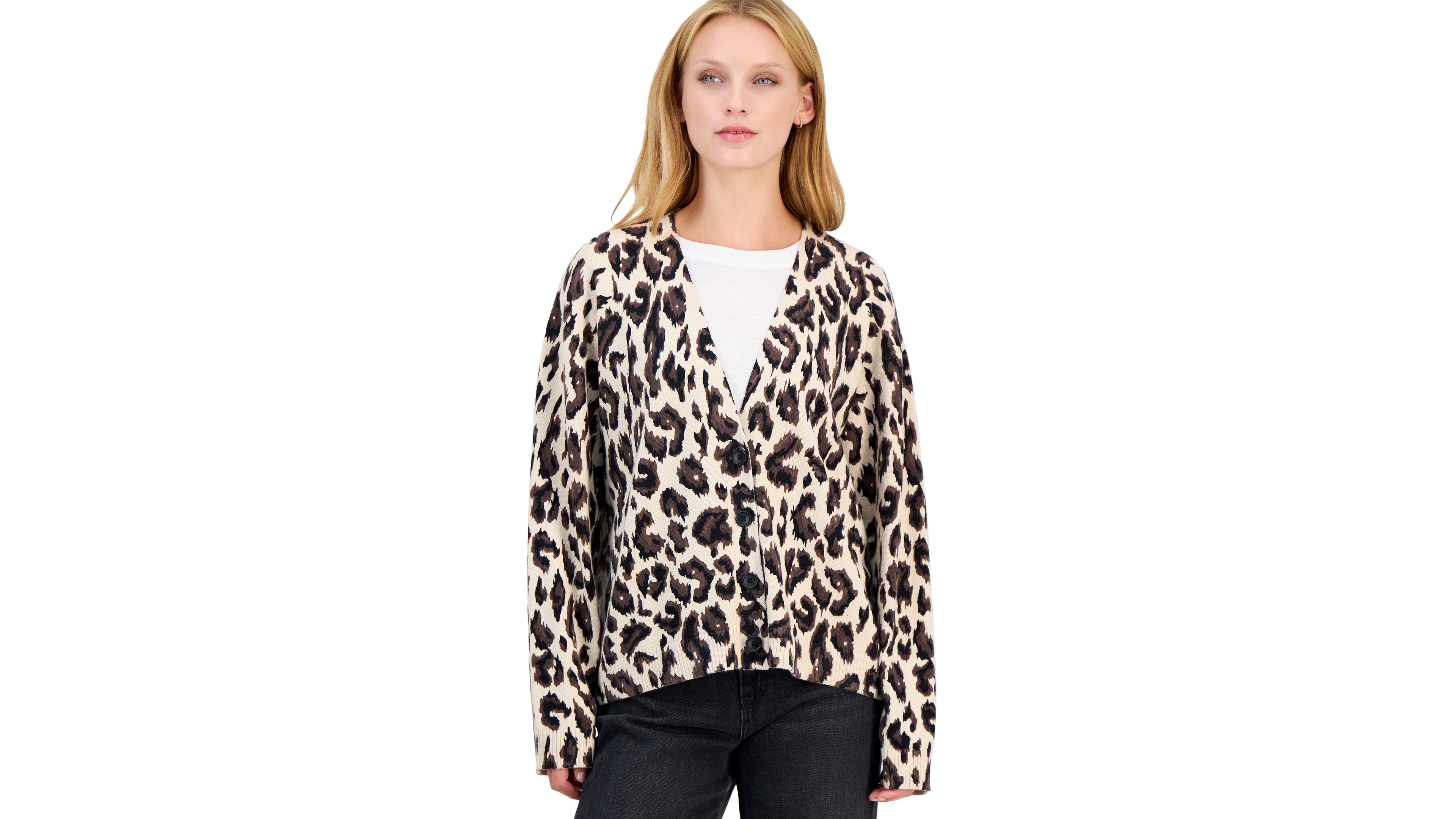 Derek Lam 10 Crosby Women's Lailah Oversized Leopard-Print Long-Sleeve Cardigan