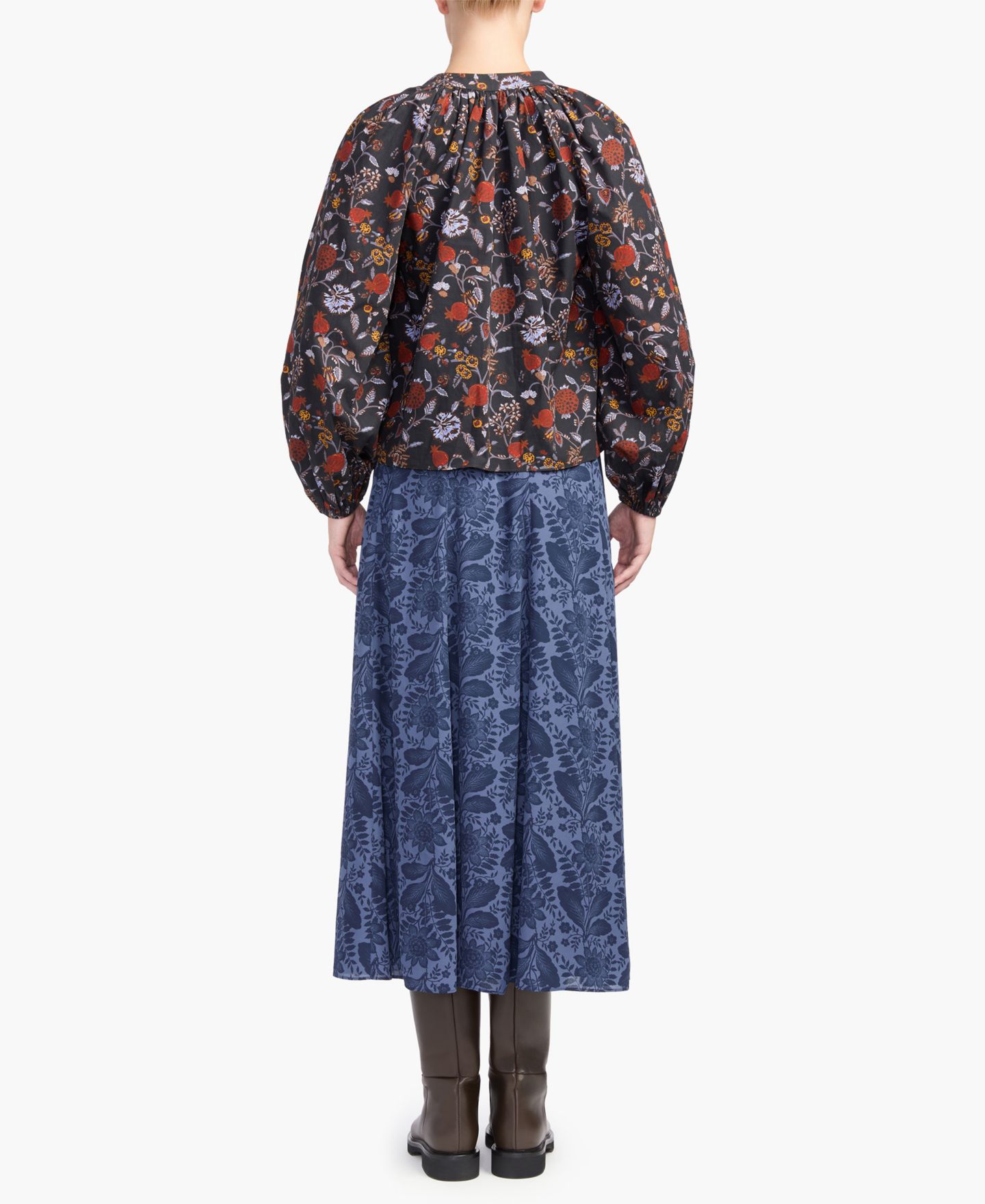 Женская блузка Derek Lam 10 Crosby Viona Floral-Print Balloon-Sleeve, цвет: Синий — фото 4