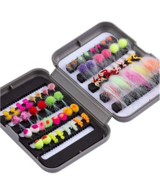 96 Piece Hand Tied Fishing Kit with Storage Box Assorted Dry Wet Streamers Popper