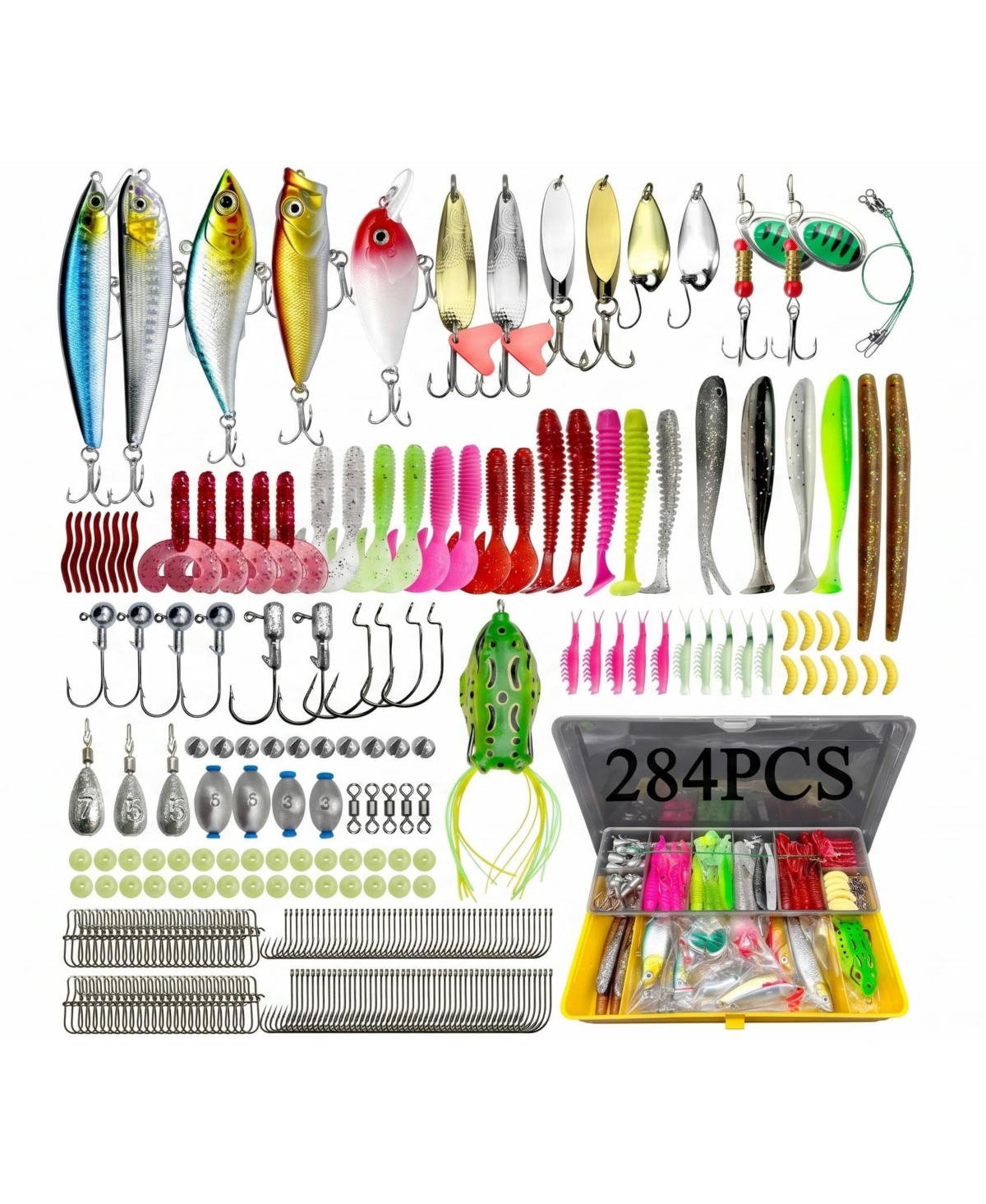 Piscifun 284 Piece Fishing Lure Kit Tackle Box Set Freshwater Saltwater Fishing Gear For All Anglers