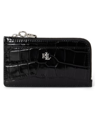 Croc-Embossed L-Zip Card Case Wallet