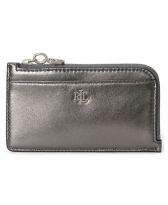 Metallic Leather L-Zip Card Case Wallet