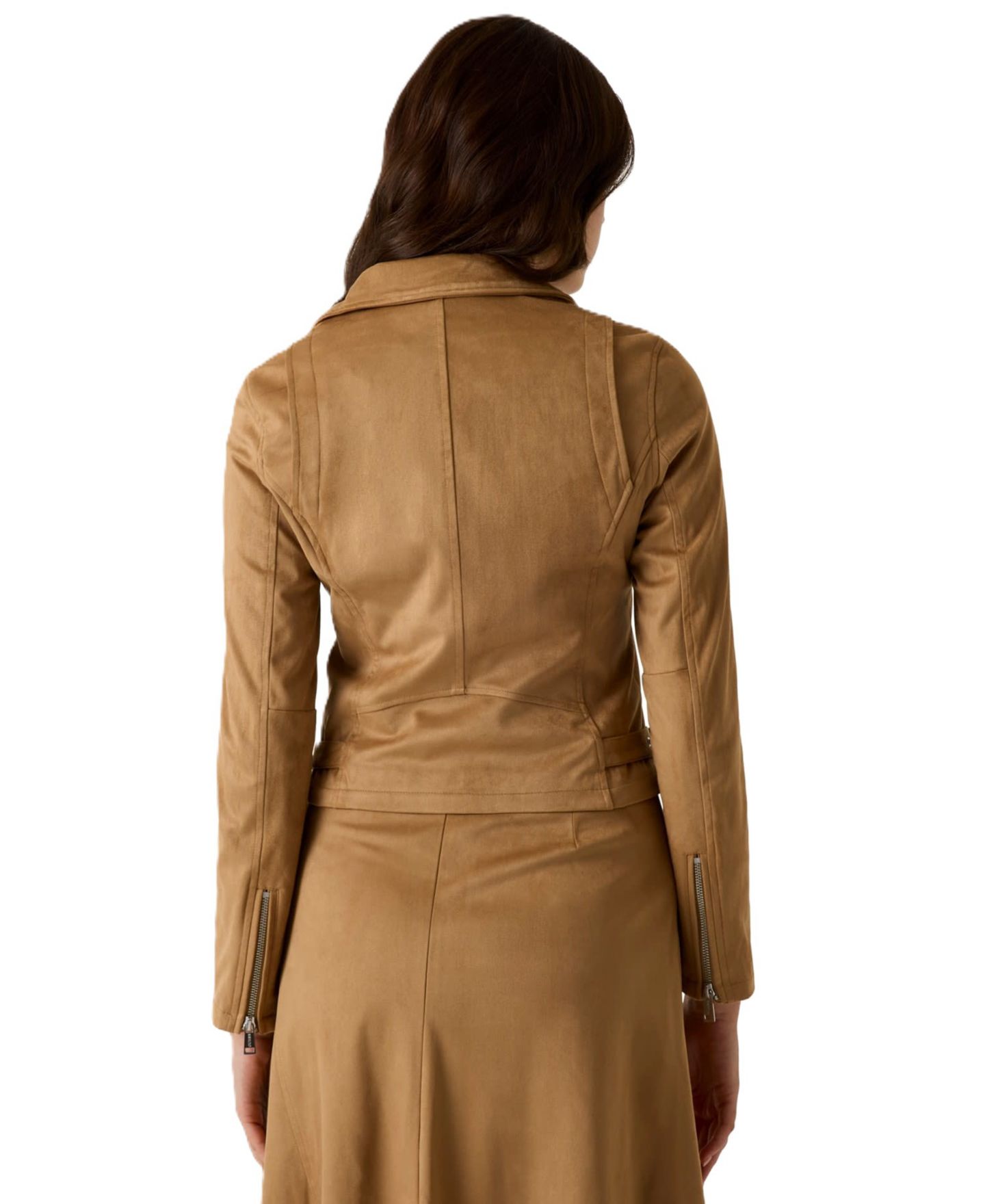 Женская куртка GUESS Jennie Moto Faux-Suede Cropped, цвет: Глубокий песочный — фото 5