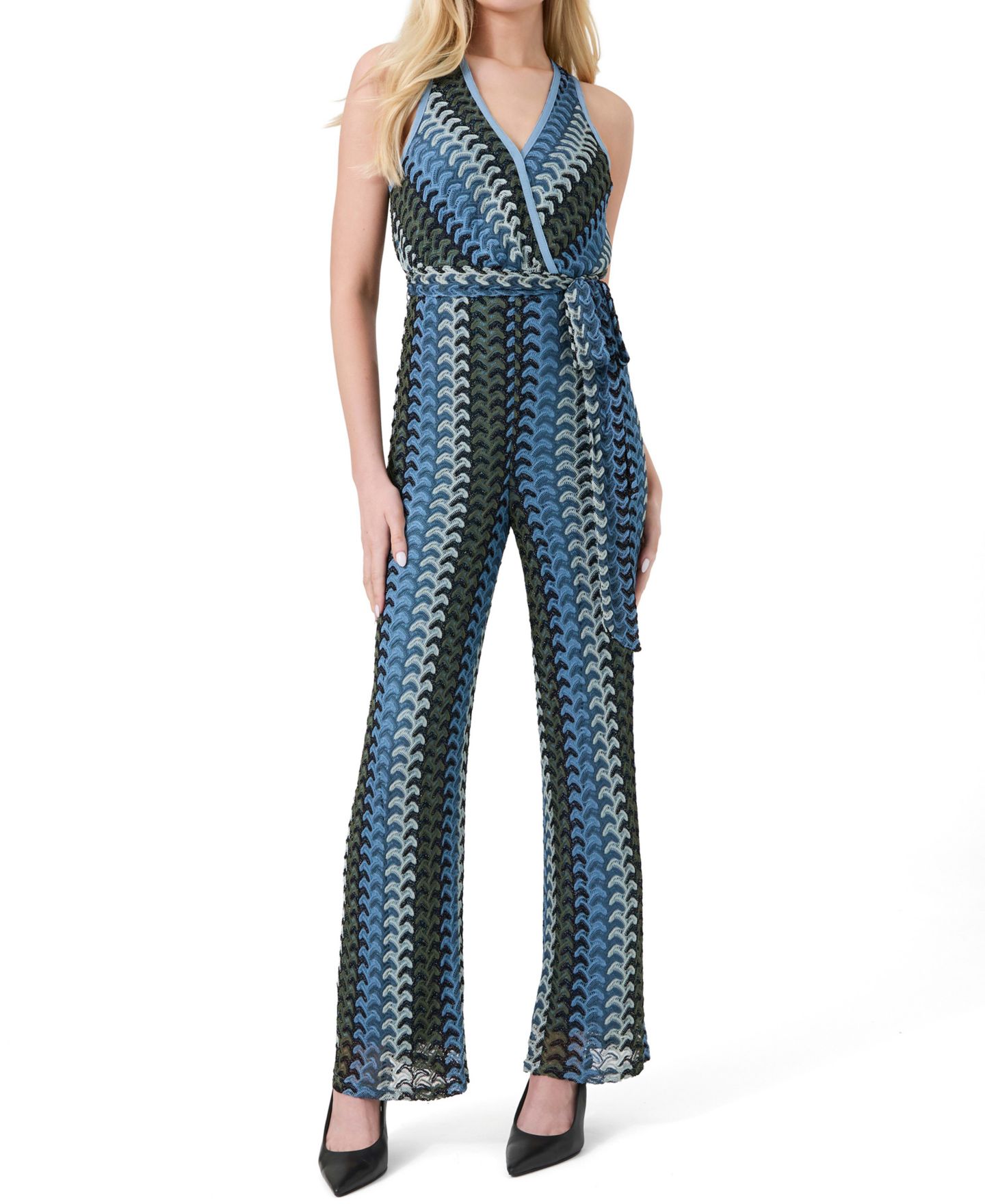 Женский комбинезон GUESS Caia Wide-Leg Sleeveless Knit Jumpsuit, цвет: Оливковый разноцветный — фото 2