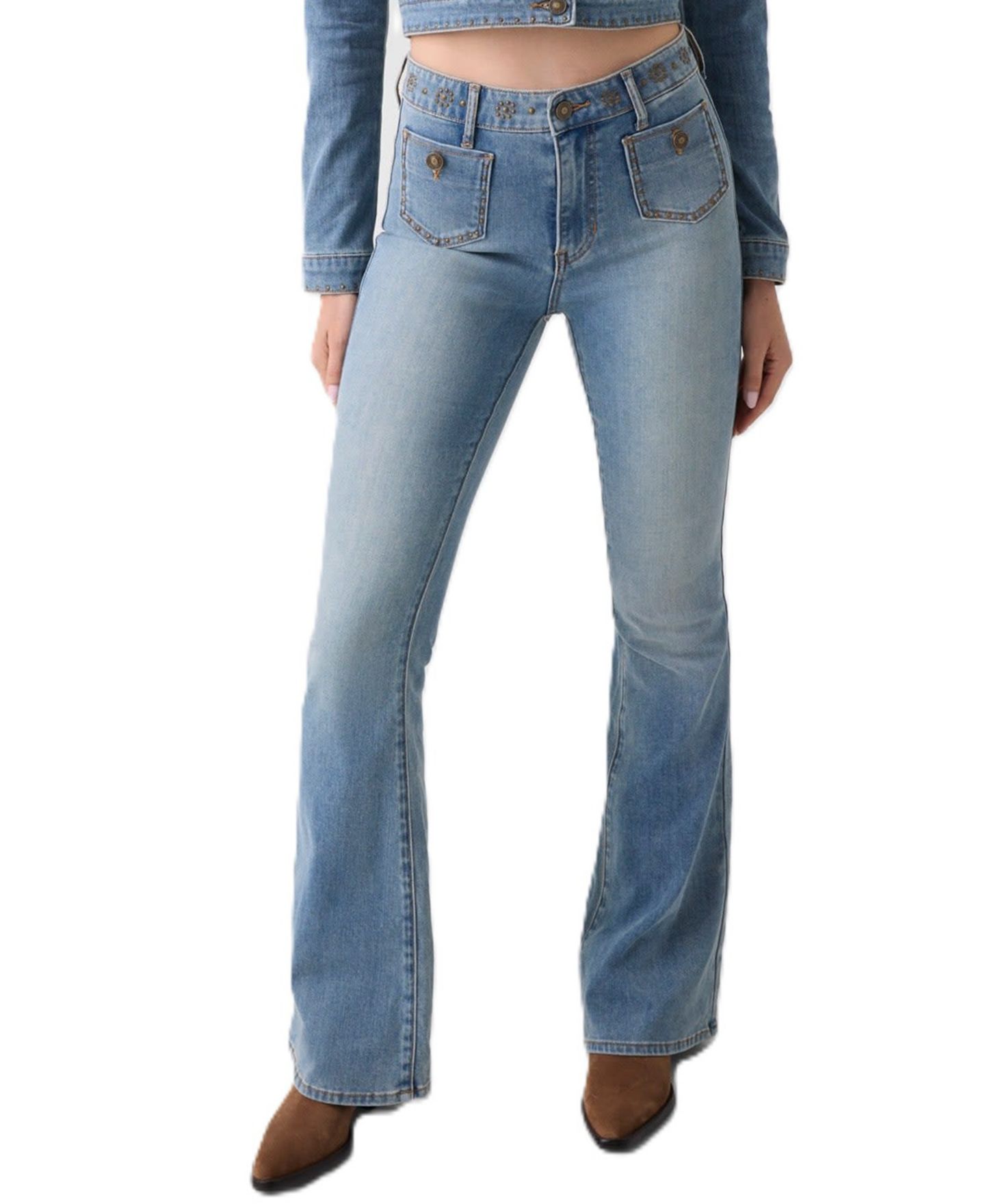 Женская куртка GUESS Cropped Studded Denim, цвет: League — фото 7