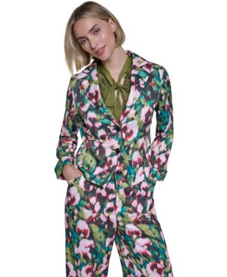 Women's Belted Floral Lightweight Blazer