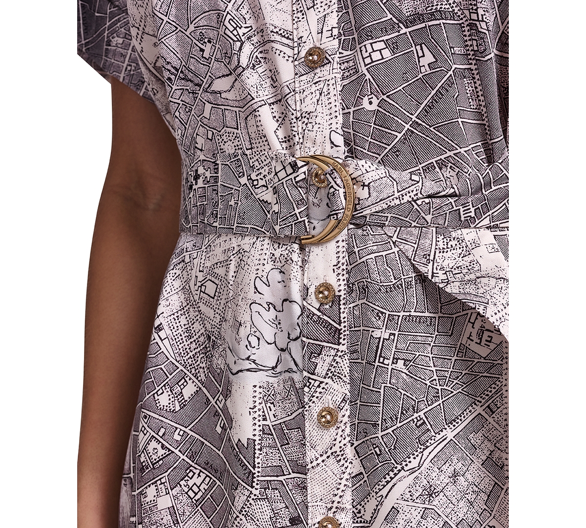Karl Lagerfeld Paris Women's Printed Twill Midi Shirt Dress