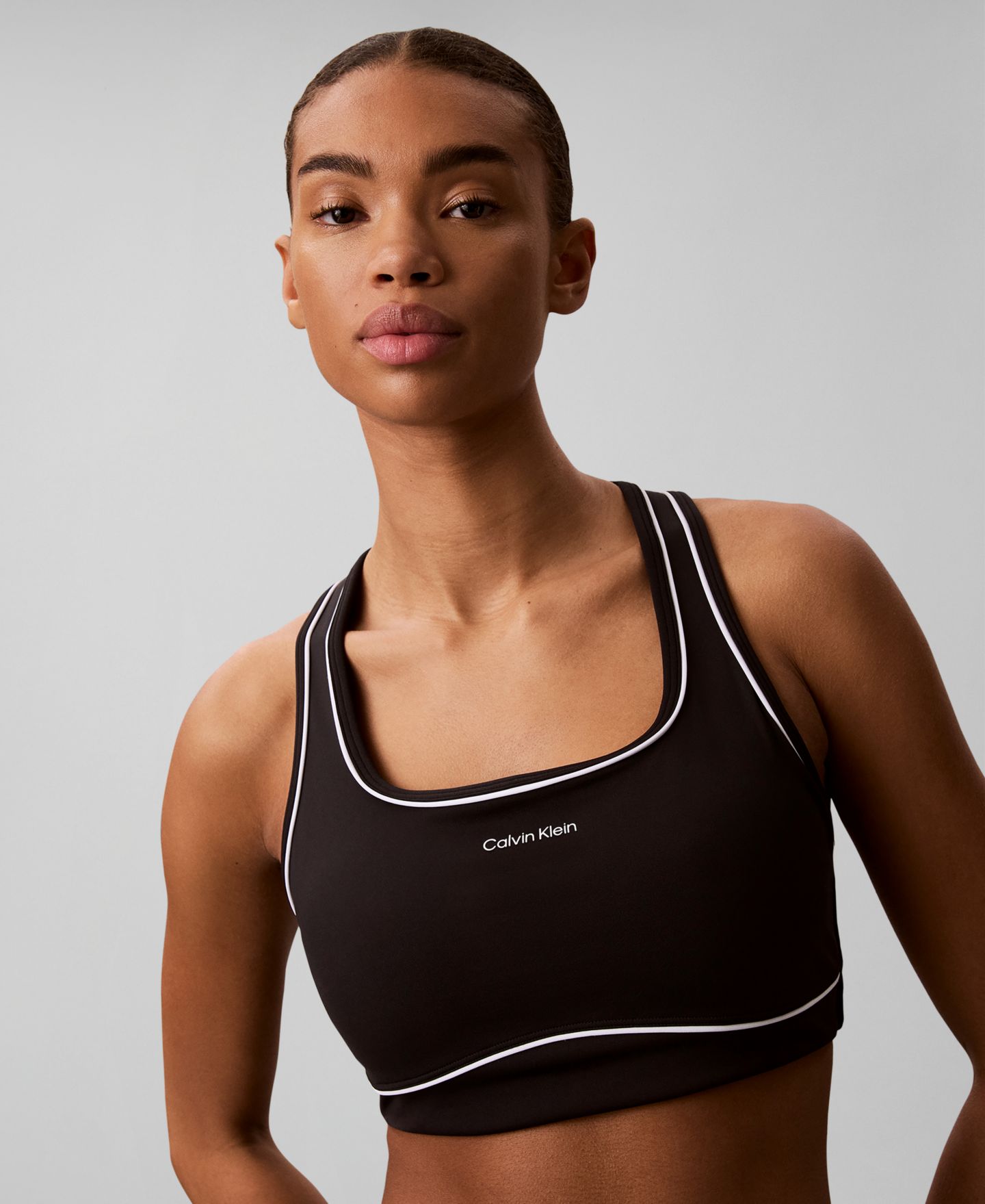 Спортивное бра Piping, борцовская спина — Calvin Klein Performance, цвет: Чёрный — фото 3