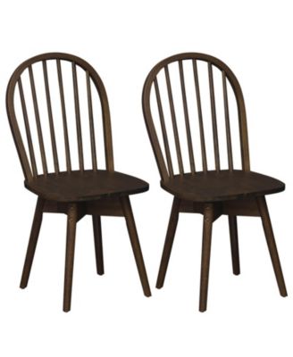 Swivel Windsor Dining Chairs Set of 2 with Solid Rubber Wood Frame