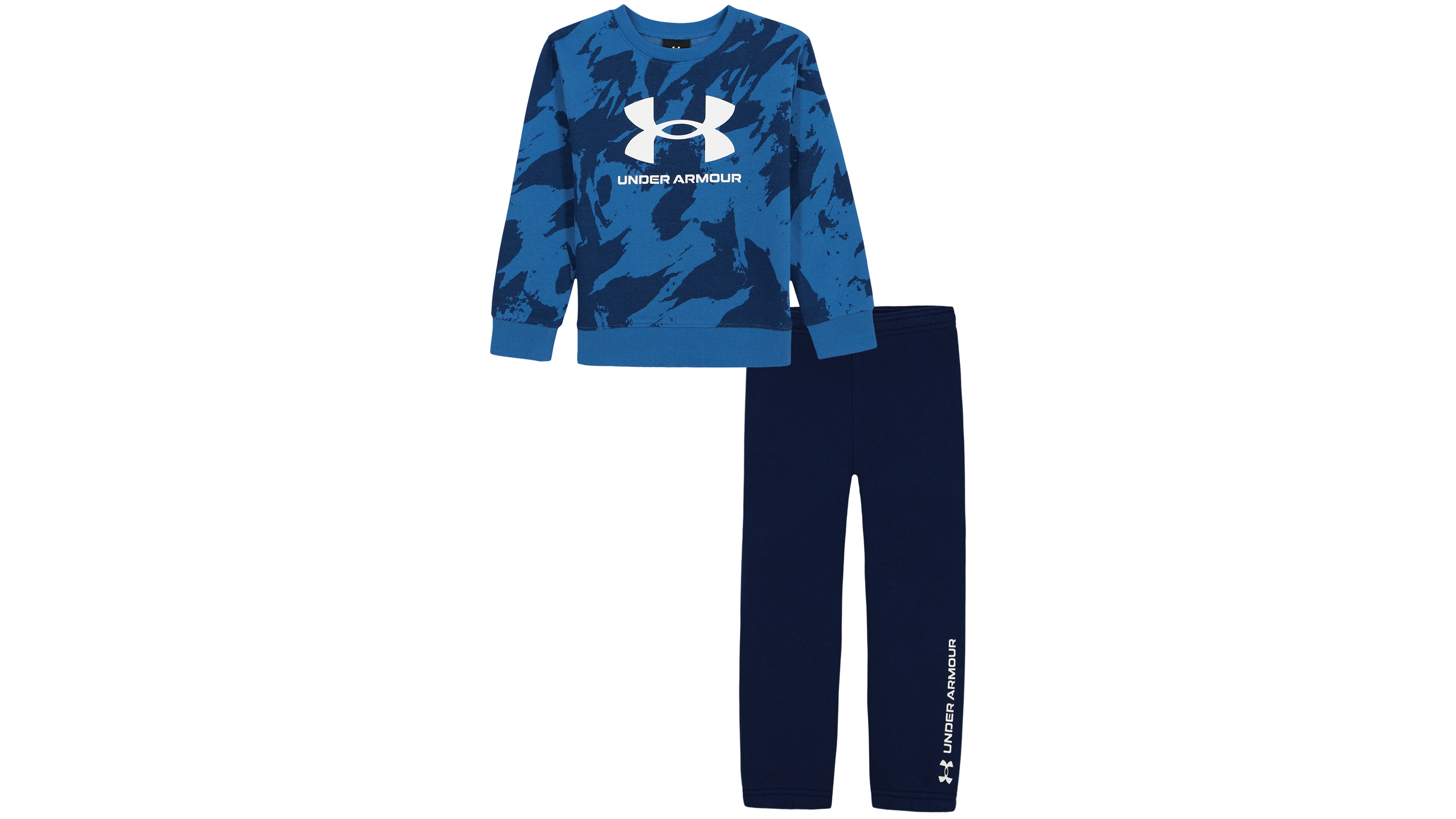 Under Armour Toddler Boys' 2T-5T Ua Rival Pattern Long-Sleeve Crewneck Fleece Sweatshirt and Joggers, 2-Piece Set