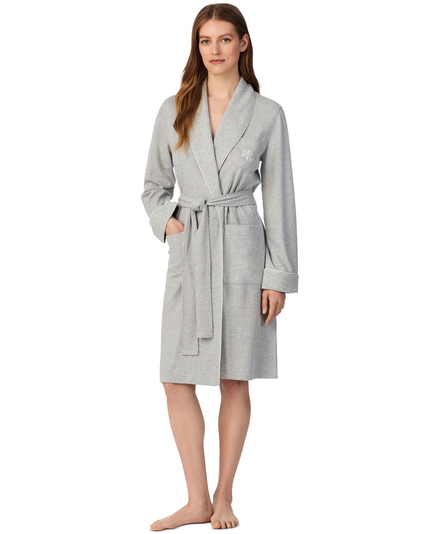 Халат Quilted Shawl Collar — Lauren Ralph Lauren, цвет: Меланжевый серый — фото 2