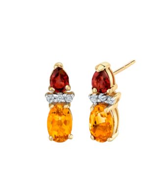 Citrine (9/10 ct. t.w.), Garnet (1/2 ct. t.w.) & Diamond Accent Earrings in 14k Yellow Gold