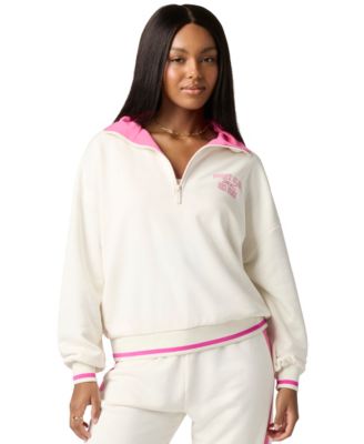 Juniors' Cozy Crush Half-Zip Graphic Colorblock Sweatshirt